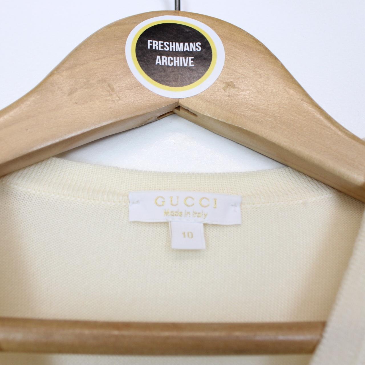 Gucci Cream Silk Cashmere Wool Blend Knit Button Up Cardigan Jumper