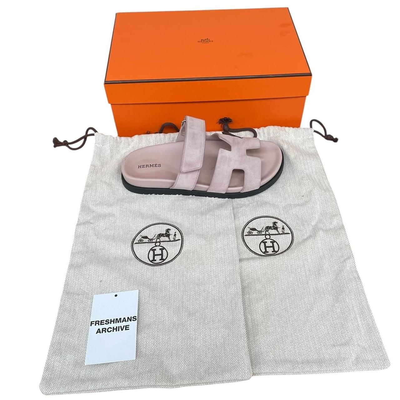 Hermes Rose Pink Chypre Goatskin Suede Leather Sandal