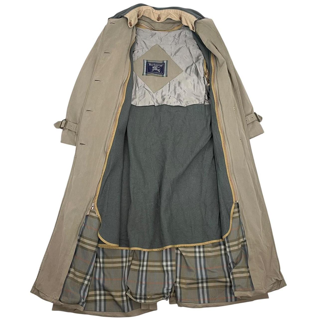 Vintage 90s Burberry Green Double Breasted Belted Trench Coat