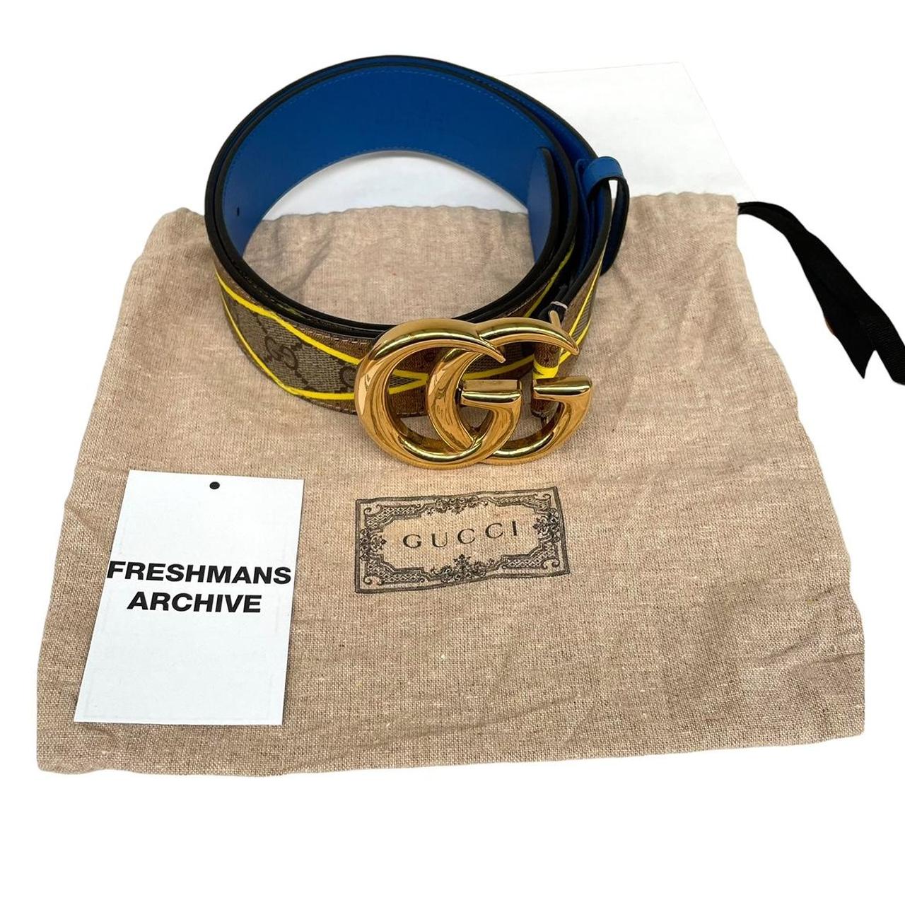 Gucci Multicoloured Marmont Supreme Rhombus Leather Belt with GG Buckle