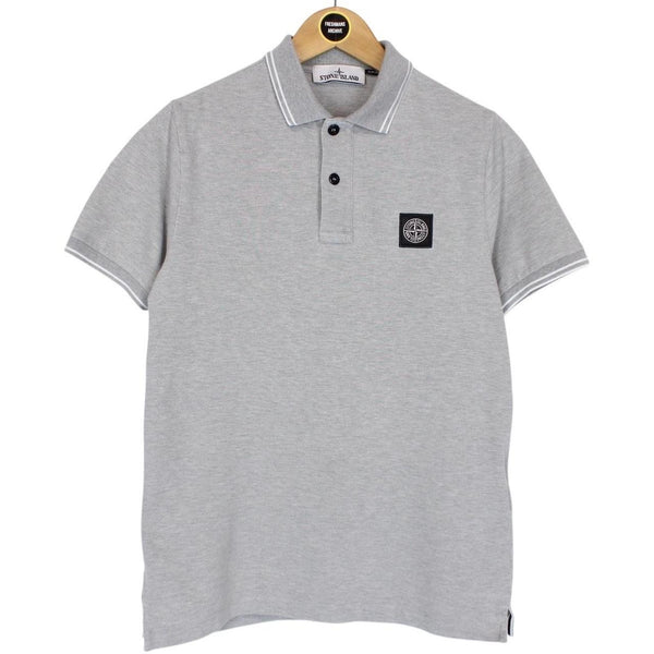 Stone Island AW 2022 Grey Short Sleeve Compass Cotton Polo Shirt