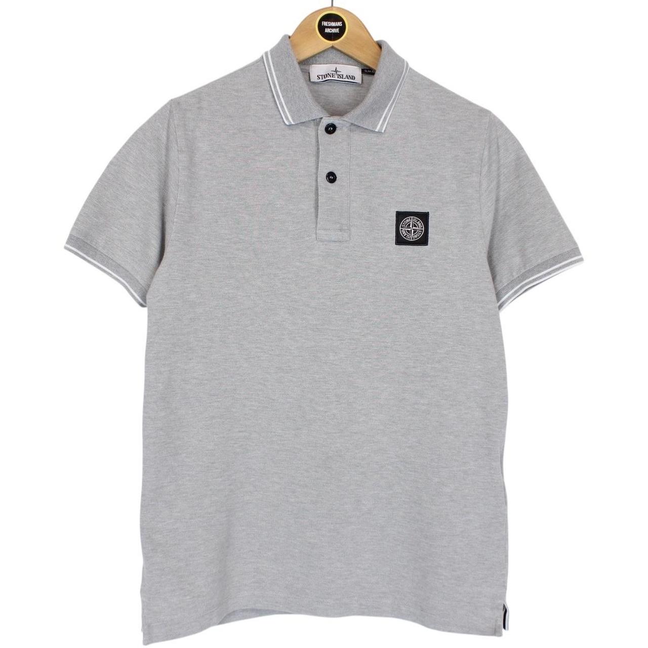 Stone Island AW 2022 Grey Short Sleeve Compass Cotton Polo Shirt
