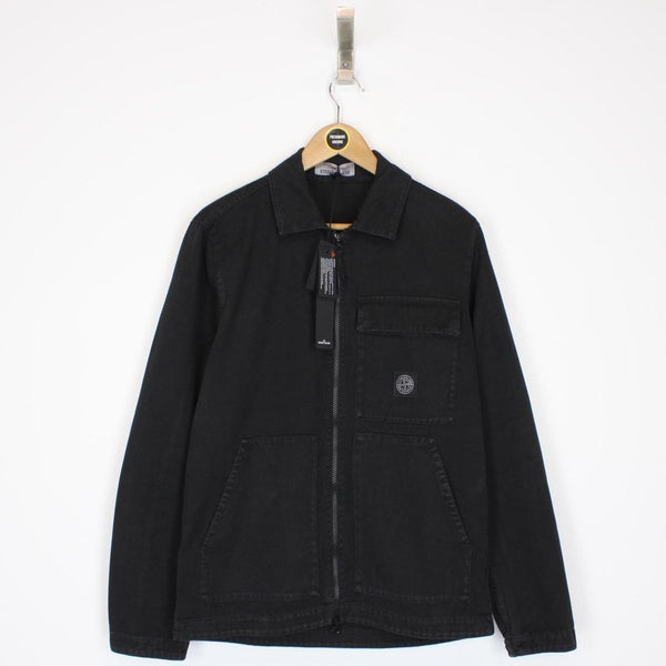 Stone Island AW 2024 Black Cotton Canvas Patch Overshirt Jacket