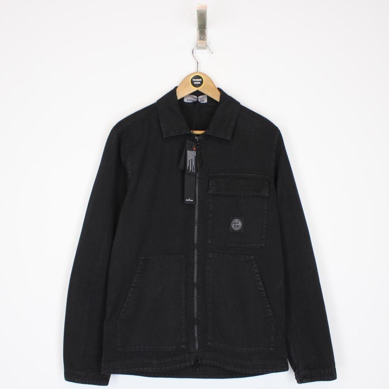 Stone Island AW 2024 Black Cotton Canvas Patch Overshirt Jacket