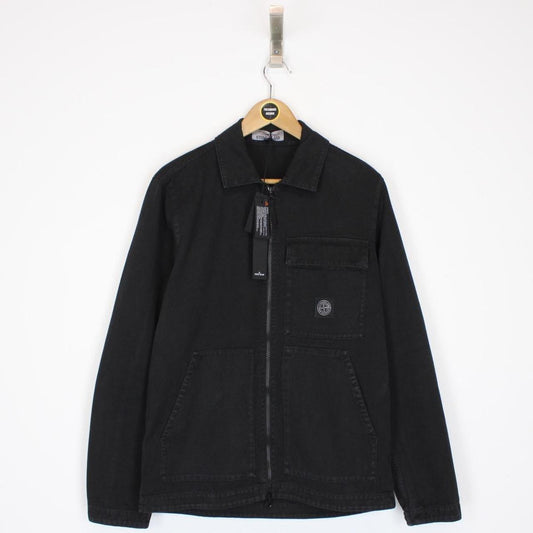 Stone Island AW 2024 Black Cotton Canvas Patch Overshirt Jacket