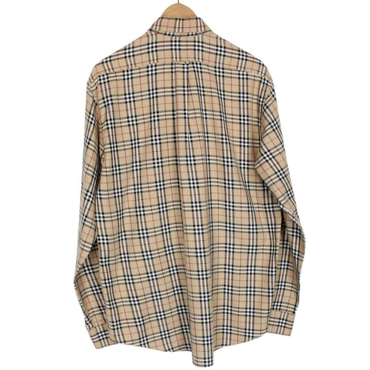 Vintage Burberry London Tan Brown Nova Check Long Sleeve Cotton Shirt