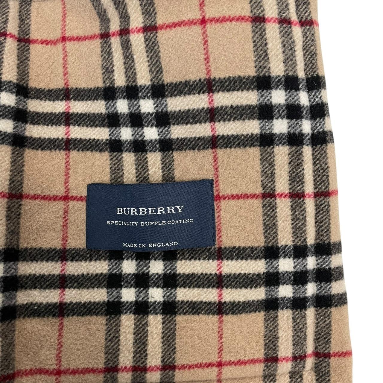 Vintage Burberry London Navy Blue Nova Check Lined Wool Duffle Coat