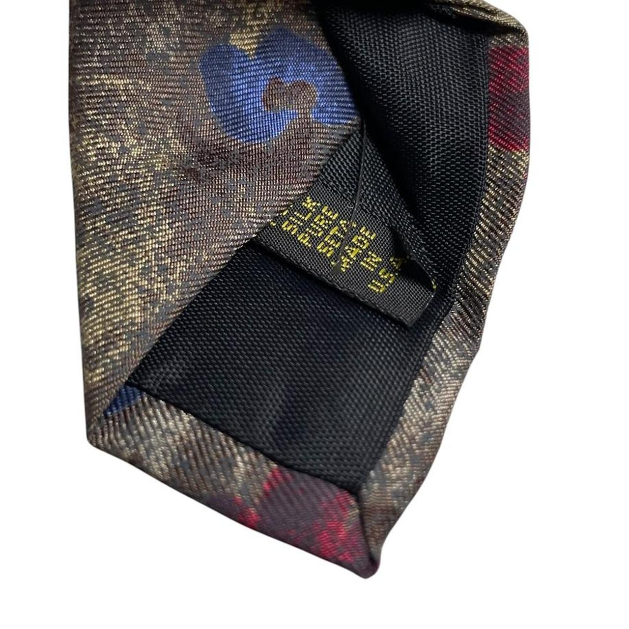Fendi multicoloured silk tie with abstract print and logo detail.