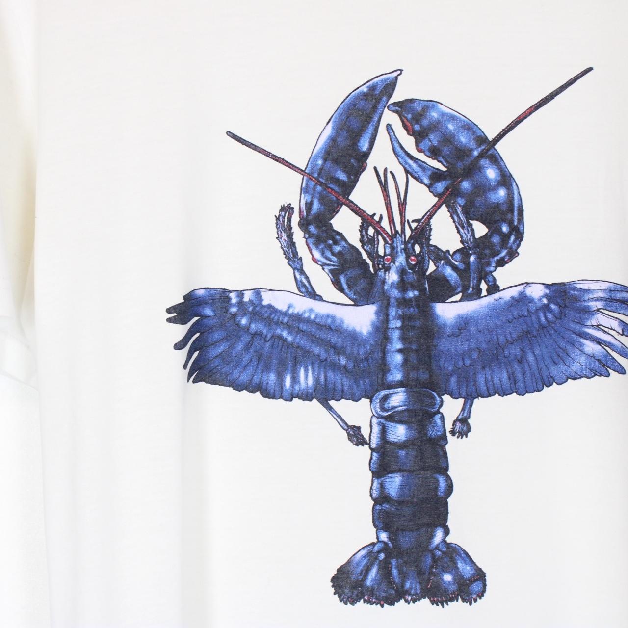 Lanvin White and Blue Lobster Print Short Sleeve T-Shirt