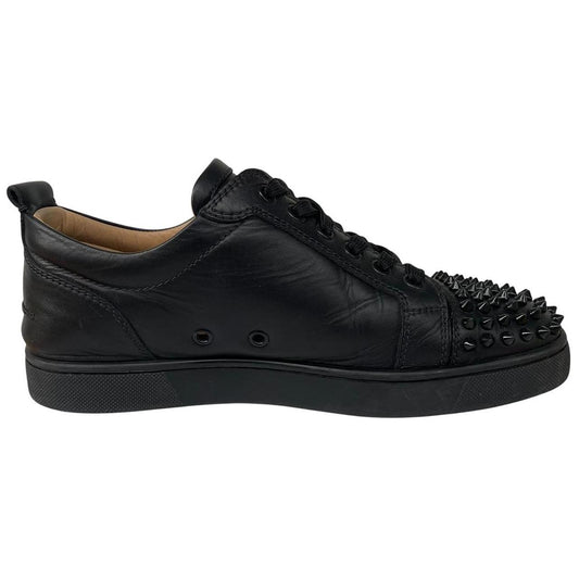 Christian Louboutin Black and Red Louis Junior Spikes Calfskin Leather Trainers