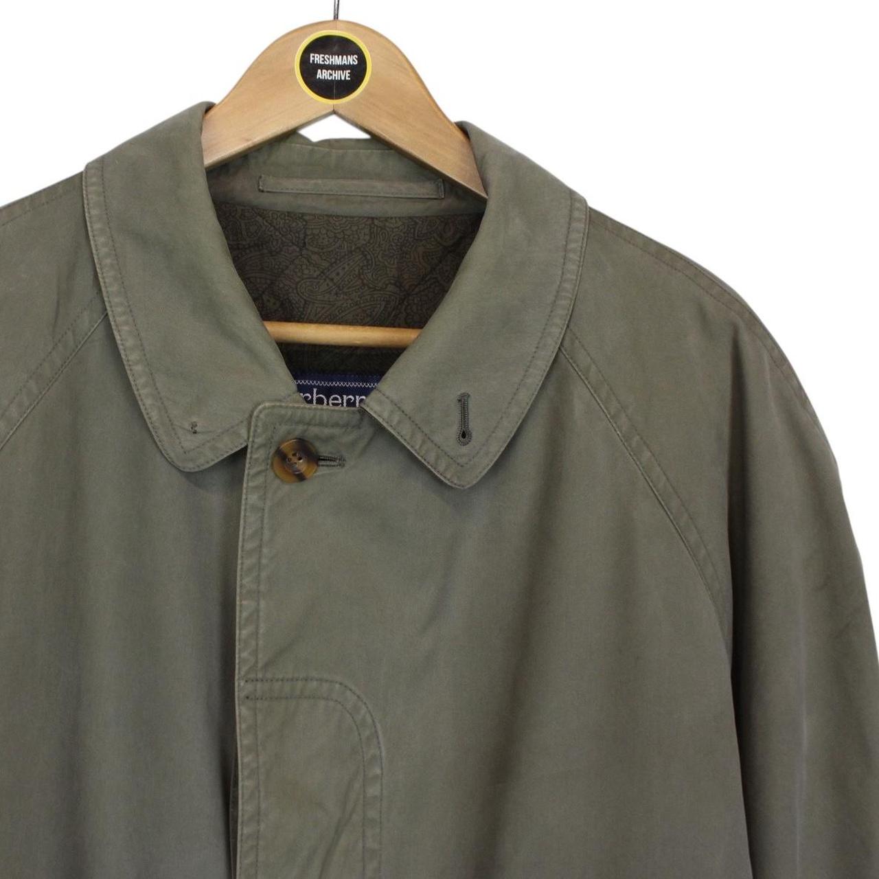 Vintage 90s Burberry Green Single Breasted Belted Trench Coat