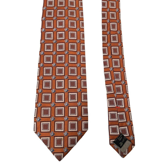 Ermenegildo Zegna Orange Geometric Silk Tie