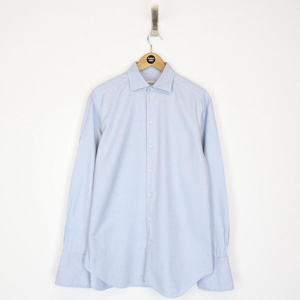 Armani Collezioni Blue and White Long Sleeve Formal Shirt