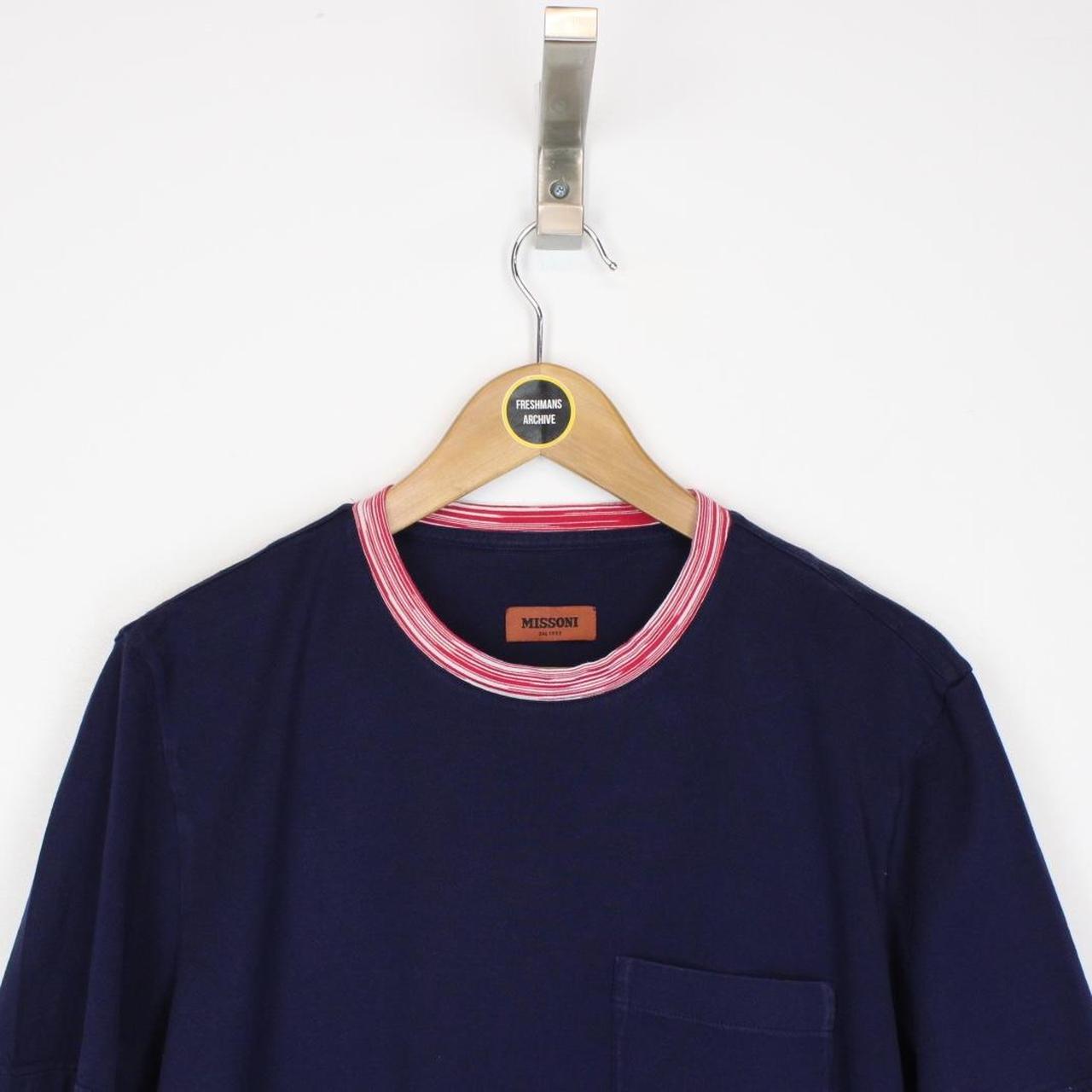 Missoni Navy Blue Short Sleeve Cotton T-Shirt
