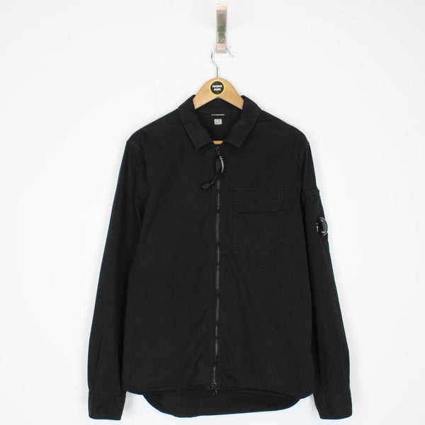 CP Company Black Full Zip Cotton Lens Overshirt