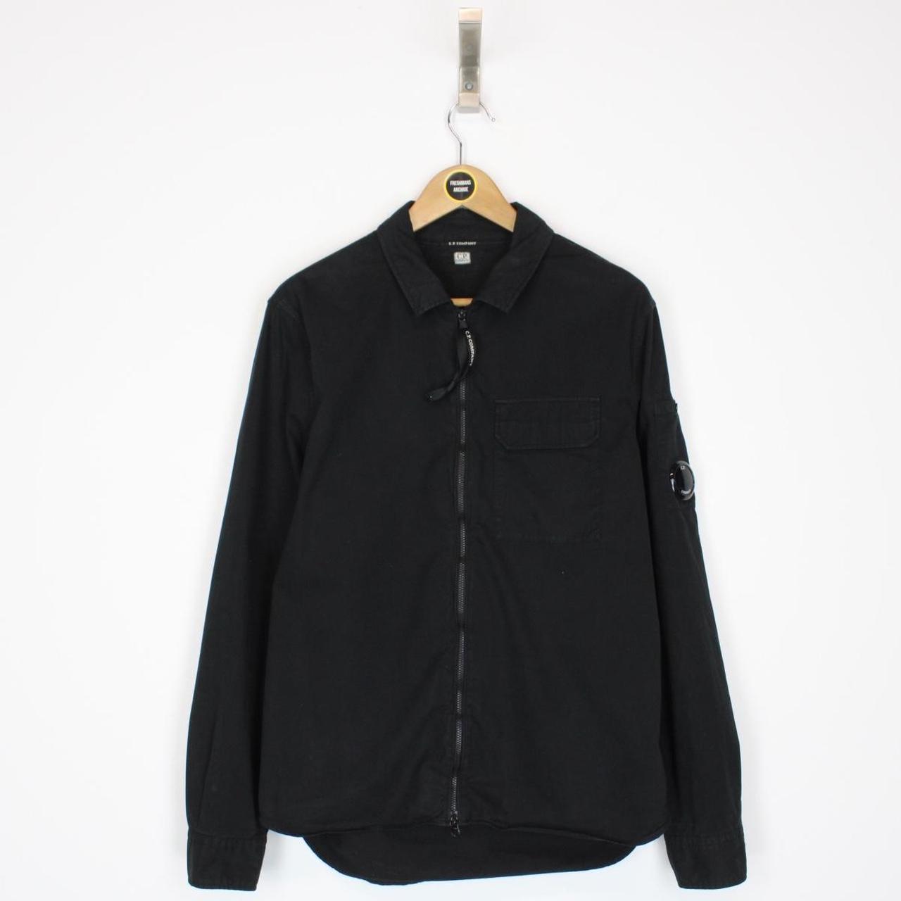 CP Company Black Full Zip Cotton Lens Overshirt