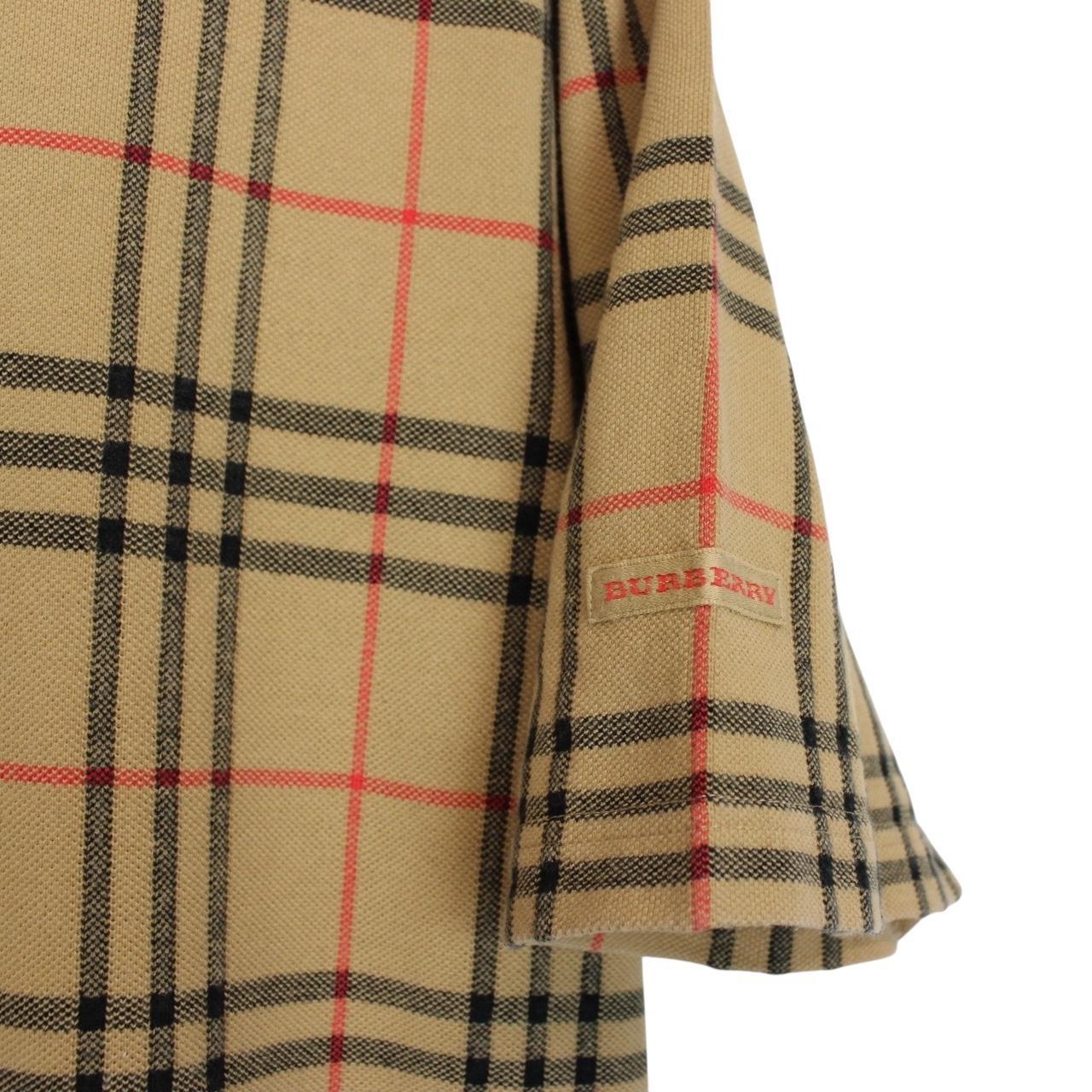 Vintage Burberry Golf Tan Brown Nova Check Short Sleeve Cotton Polo Shirt