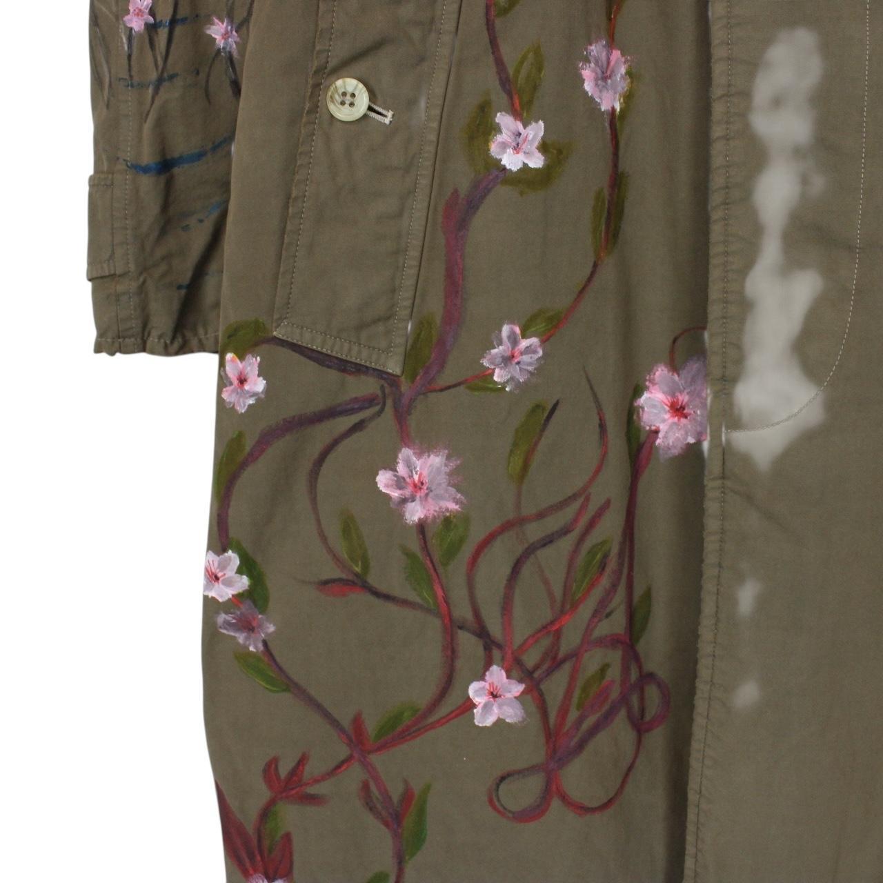 Vintage 90s Burberry Khaki Brown Painted Single Breasted Trench Coat