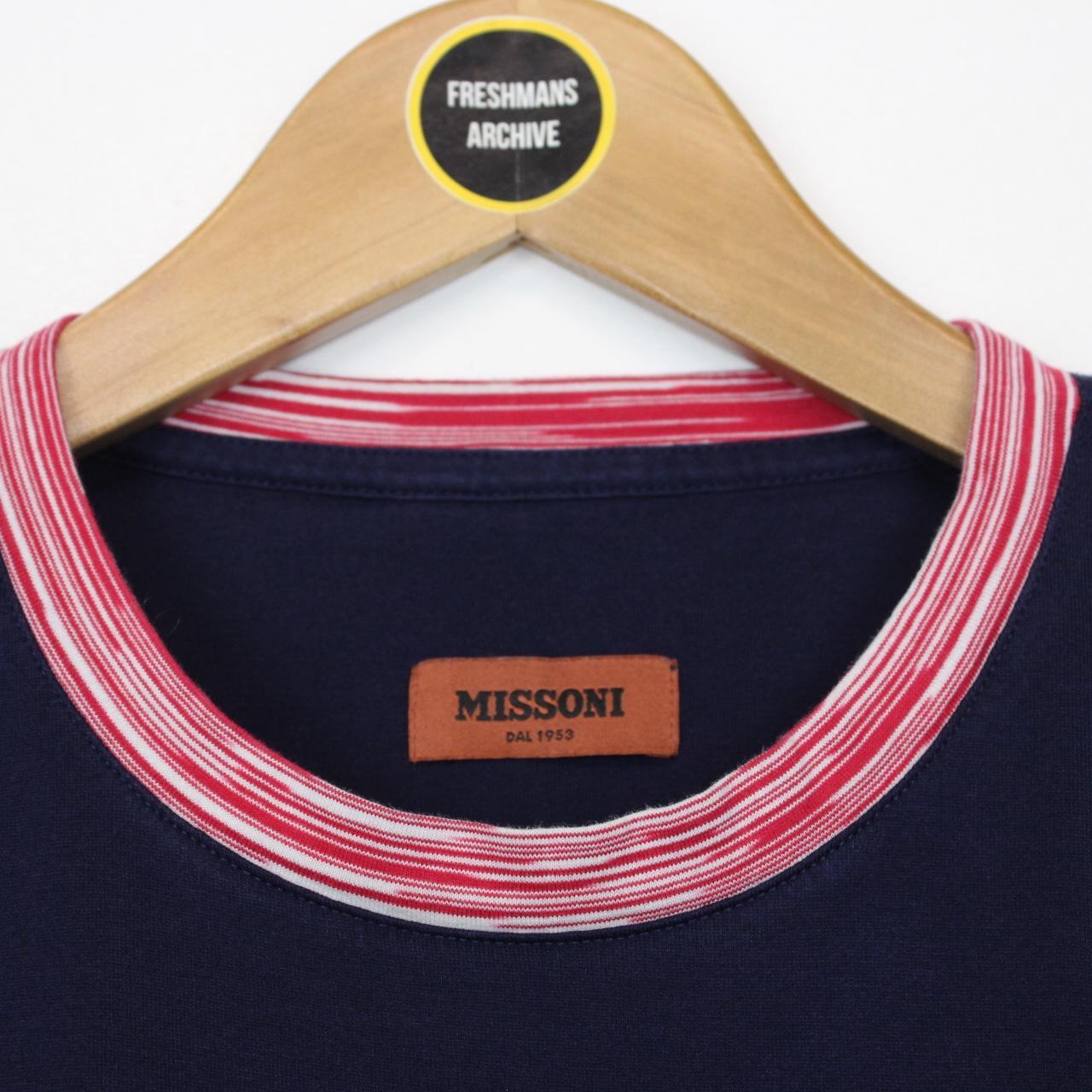 Missoni Navy Blue Short Sleeve Cotton T-Shirt