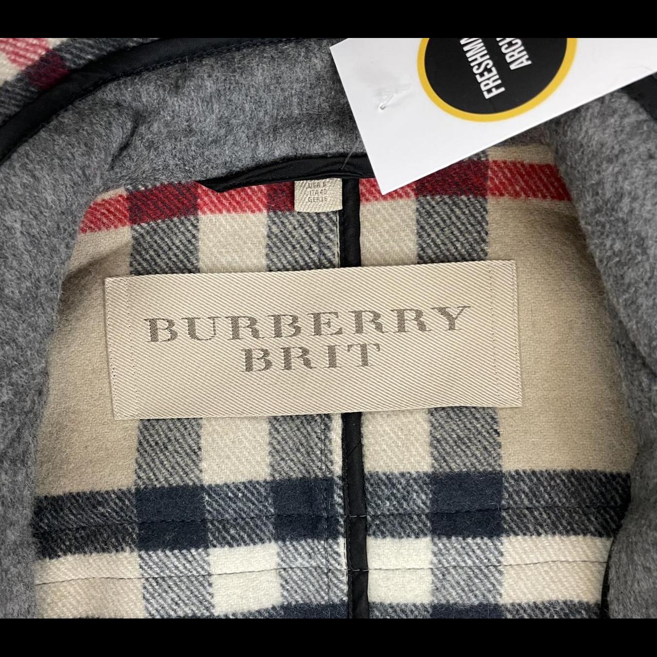 Burberry Brit Blackwell Grey and Black Wool Nova Check Lined Fur Hooded Jacket