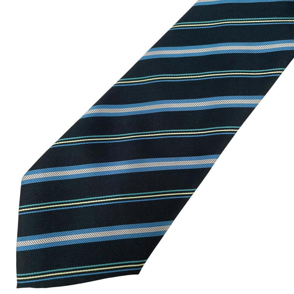 Vintage Hugo Boss Navy and Blue Striped Silk Tie