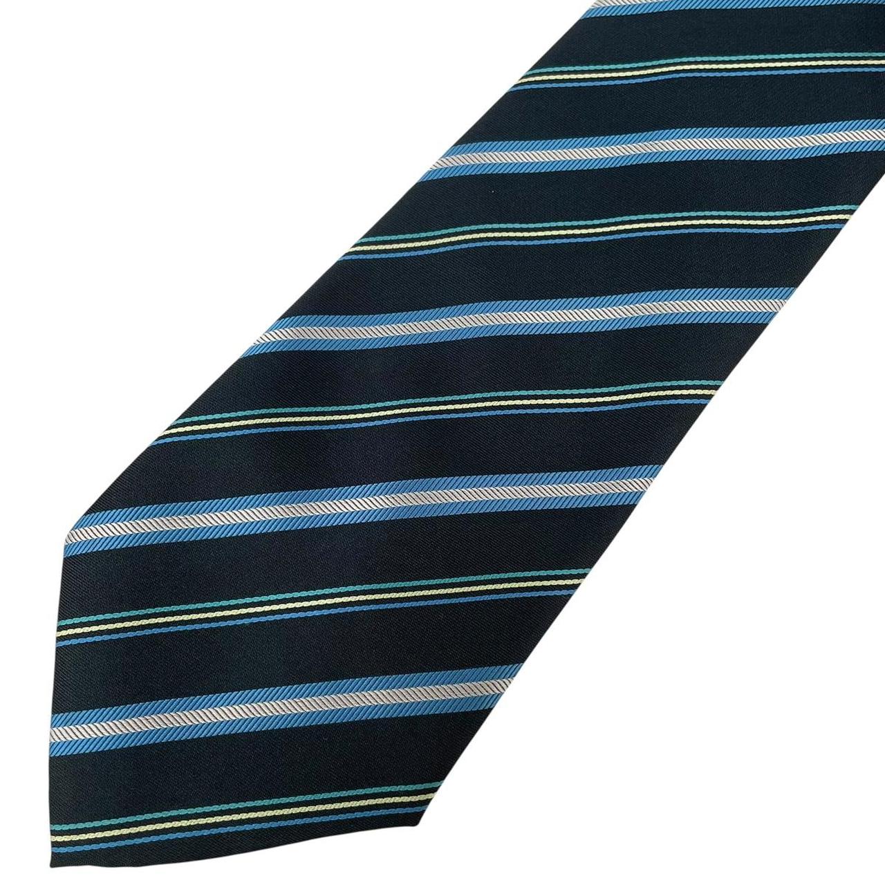 Vintage Hugo Boss Navy and Blue Striped Silk Tie