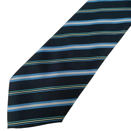 Vintage Hugo Boss Navy and Blue Striped Silk Tie