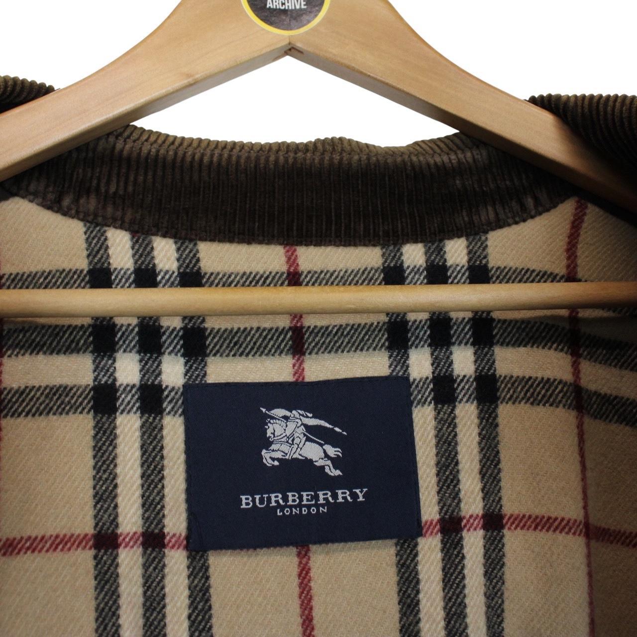 Vintage Burberry London Brown Coated Cotton Wool Nova Check Lined Jacket