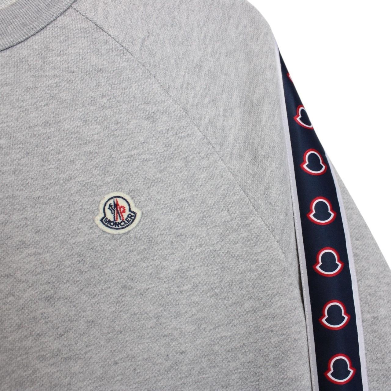 Moncler Grey Cotton Taped Logo Maglia Sweatshirt Jumper