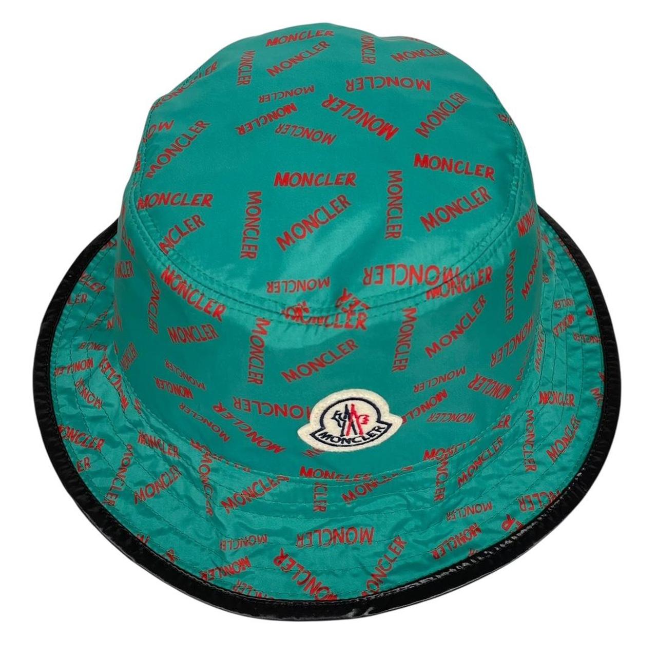 Moncler Green and Red Logo Print Bucket Hat