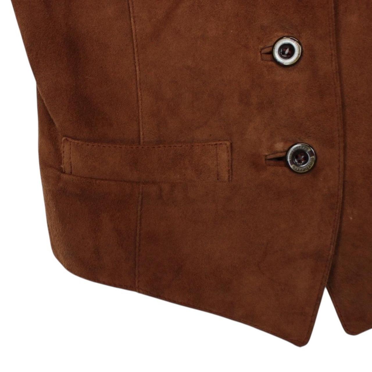 Vintage Burberry London Brown and Tan Nova Check Suede Leather Vest