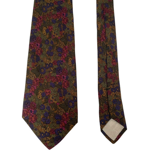 Vintage 90s Aquasctum Multicoloured Floral Silk Tie