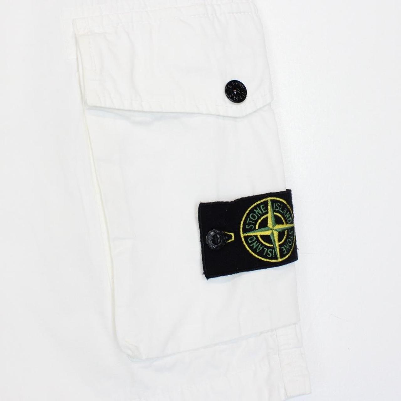 Stone Island White Bermuda Cotton Cargo Shorts