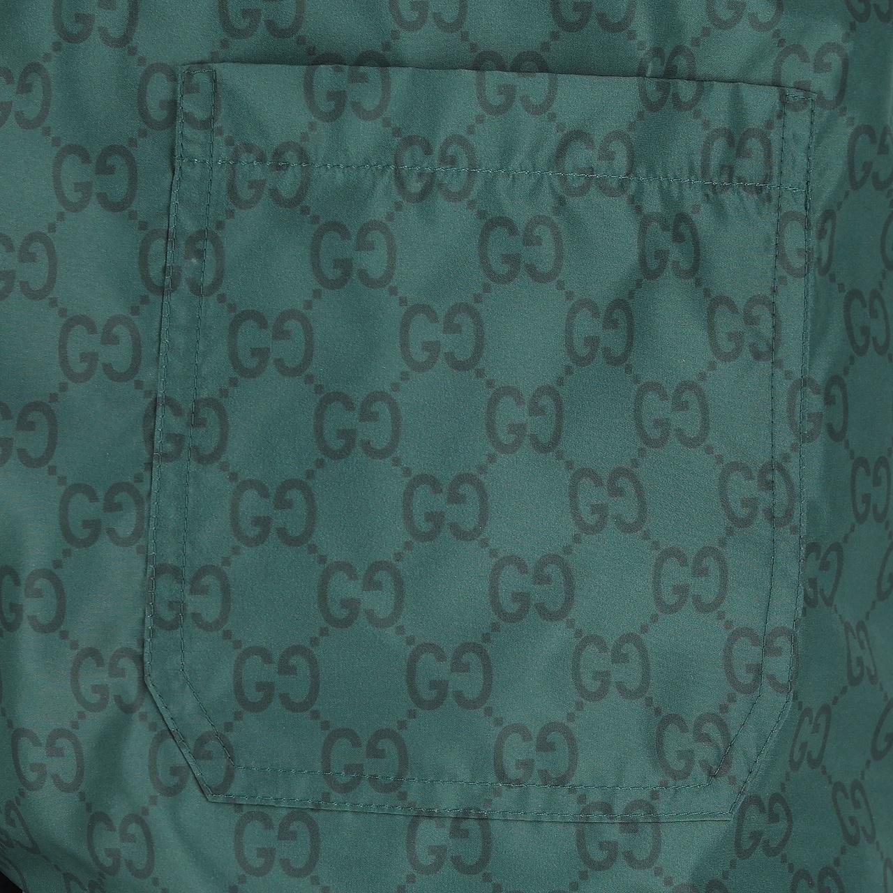 Gucci Green GG Supreme Monogram Logo Print Nylon Swim Shorts