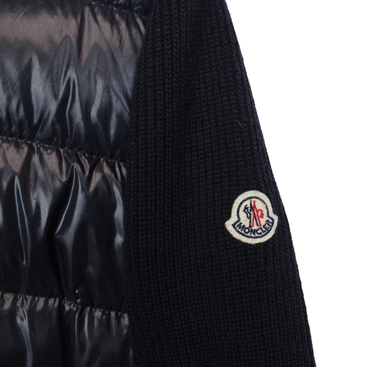 Moncler Navy Blue Full Zip Wool/Nylon Down Maglione Cardigan Jacket