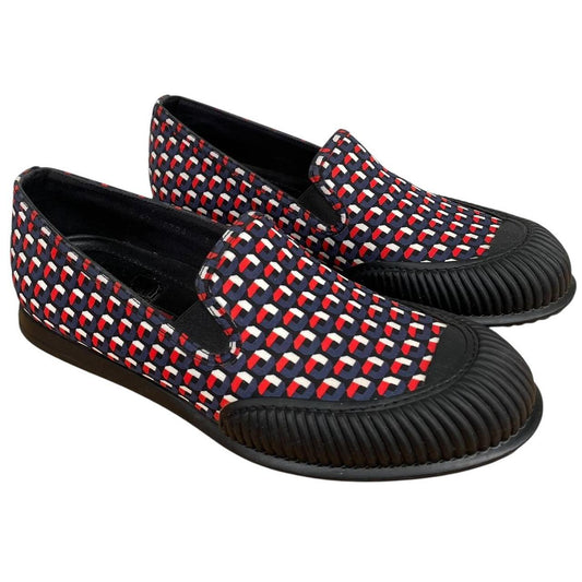 Prada Black, Blue and Red Nylon Hibiscus Loafers Shoes