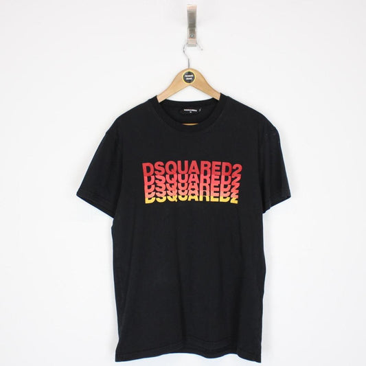 Dsquared2 Black and Multicoloured Gradient Print Short Sleeve T-Shirt