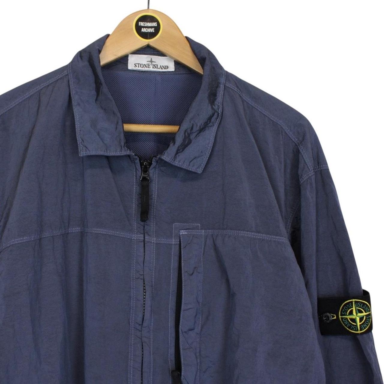 Stone Island AW 2024 Blue Full Zip Econyl Nylon Metal Overshirt Jacket