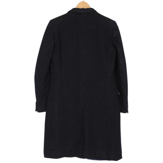 Vintage 90s Burberry Navy Blue Wool Overcoat