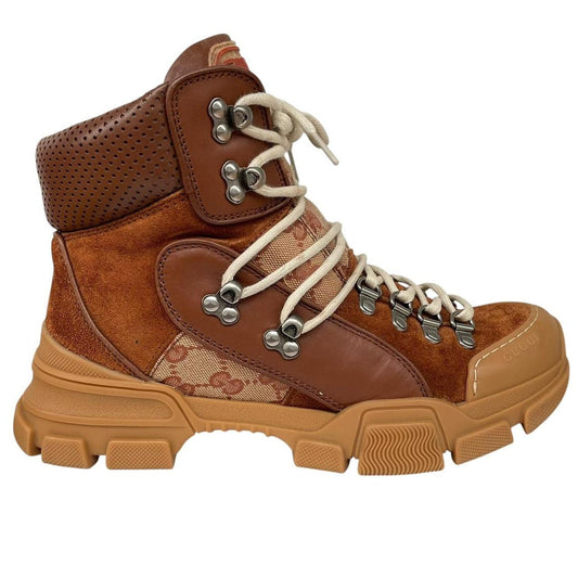 Gucci Brown and Tan GG Monogram Flashtrek Hiking Boots