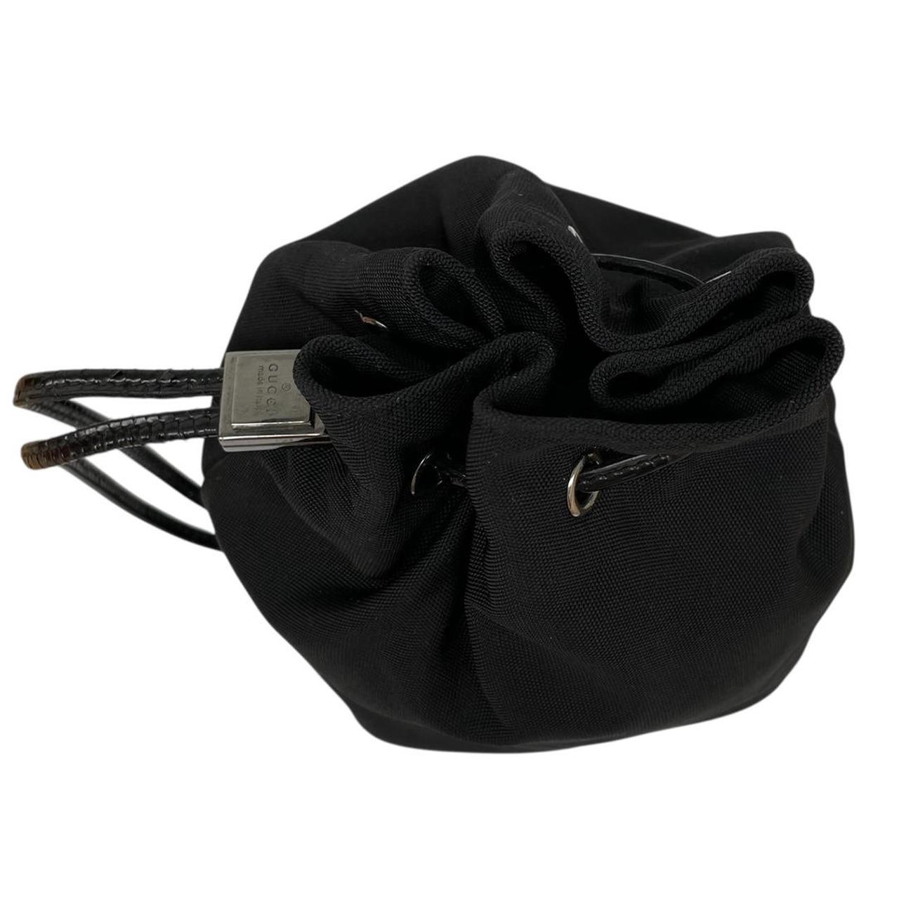 Gucci Black Nylon Canvas Drawstring Clutch Bag