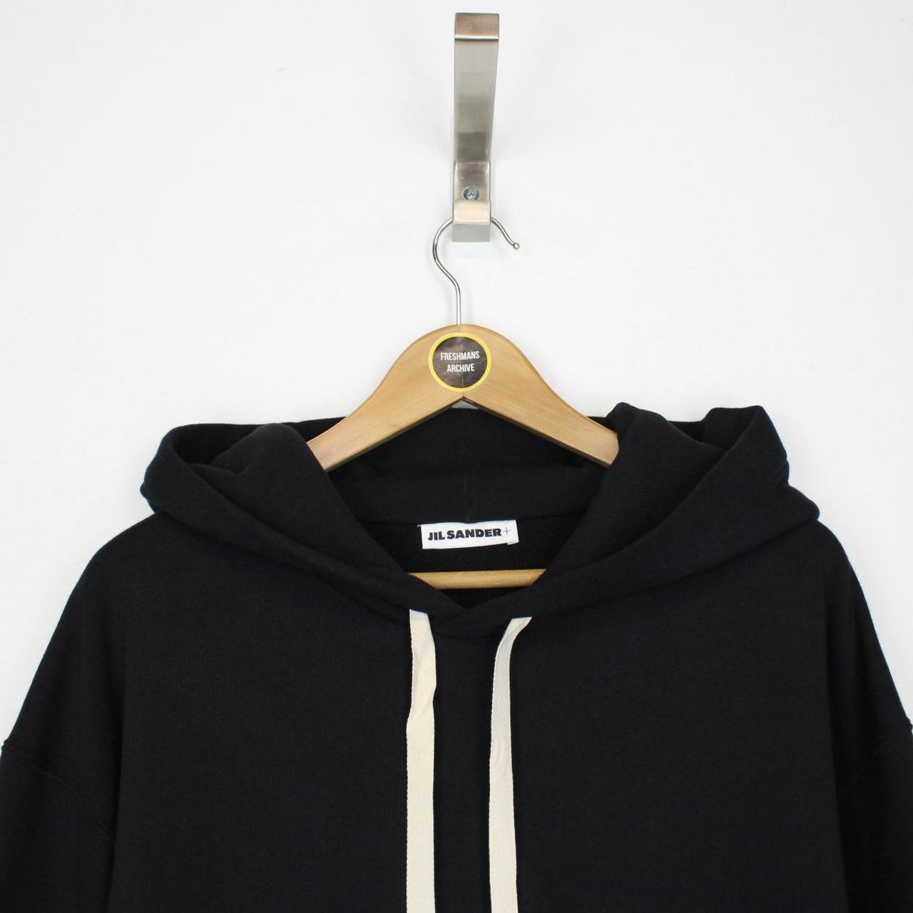 Jil Sander Black and White Logo Patch Pullover Hoodie Jumper