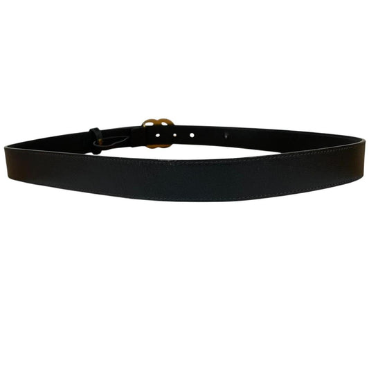 Gucci Black and Gold Marmont Leather Belt with GG Buckle