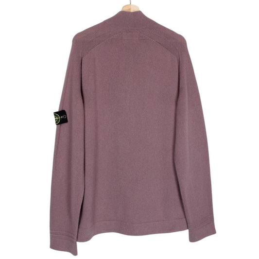 Stone Island AW 2018 Mauve Pink Wool Blend Knit Full Zip Jumper