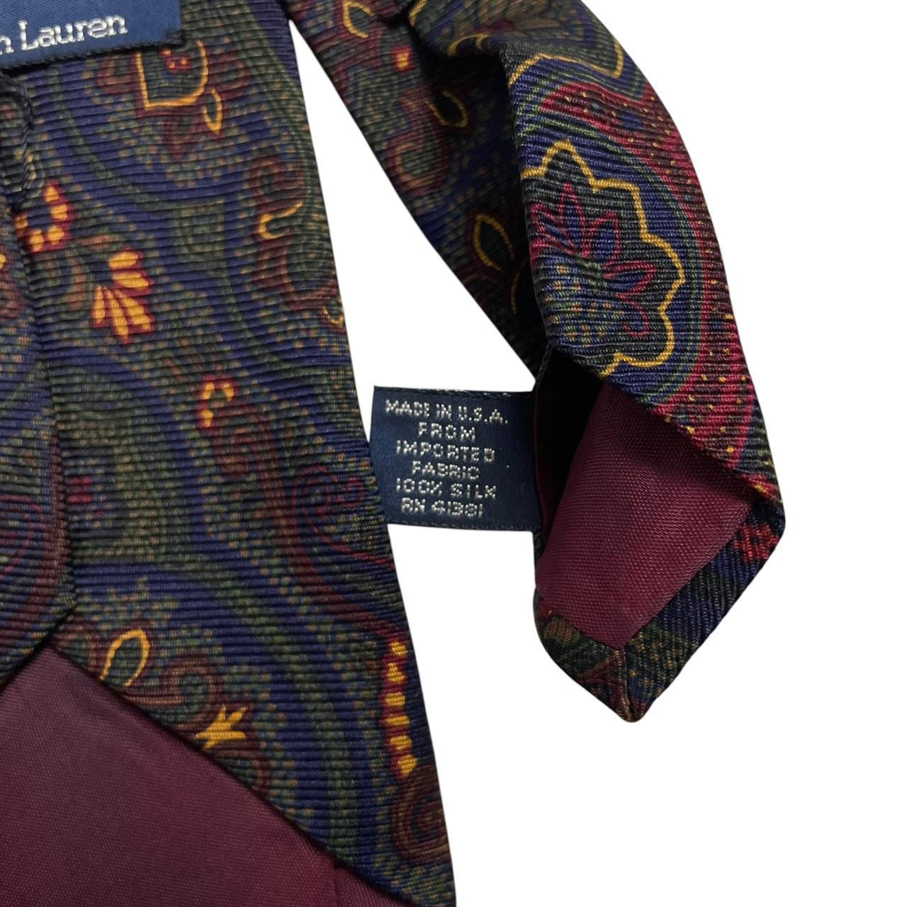 Polo Ralph Lauren multicoloured silk tie with paisley print design and logo detail.