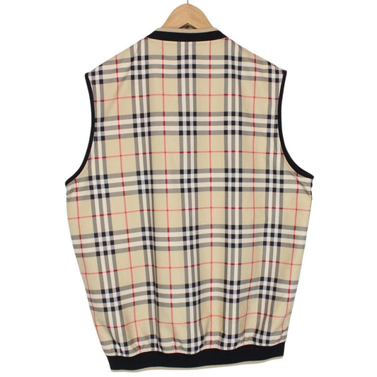 Vintage Burberry Golf Beige and Black Nova Check Pullover Vest Jacket