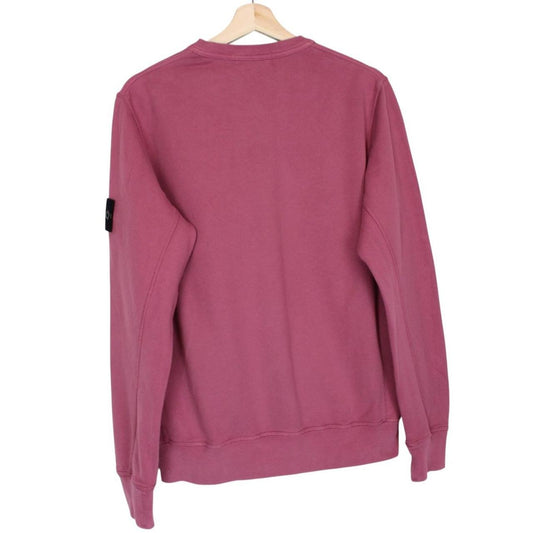 Stone Island mauve cotton sweatshirt with embroidered compass logo and ribbed cuffs.