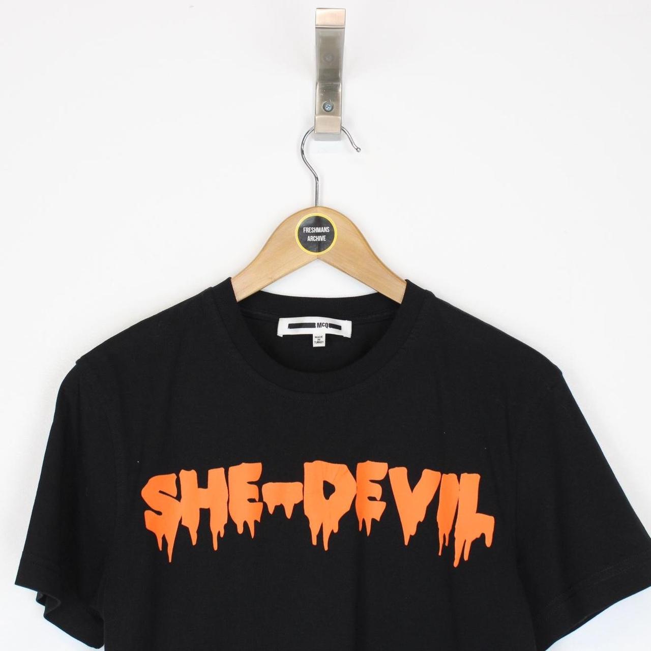 Alexander McQueen Black and Orange She-Devil Short Sleeve T-Shirt
