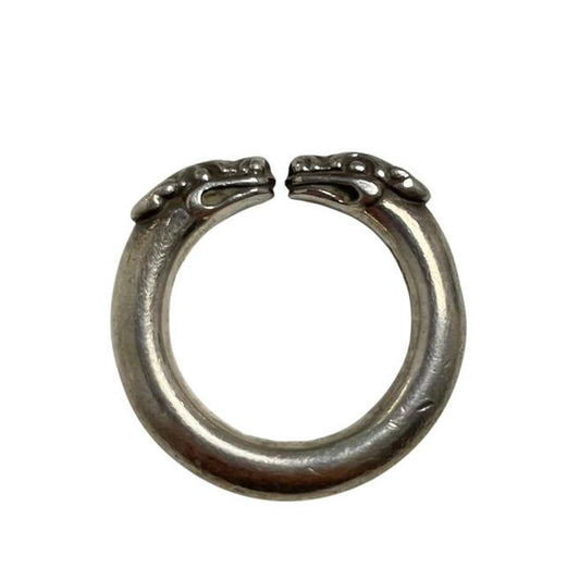 Chrome Hearts silver ring with double dog design and 925 sterling silver material.