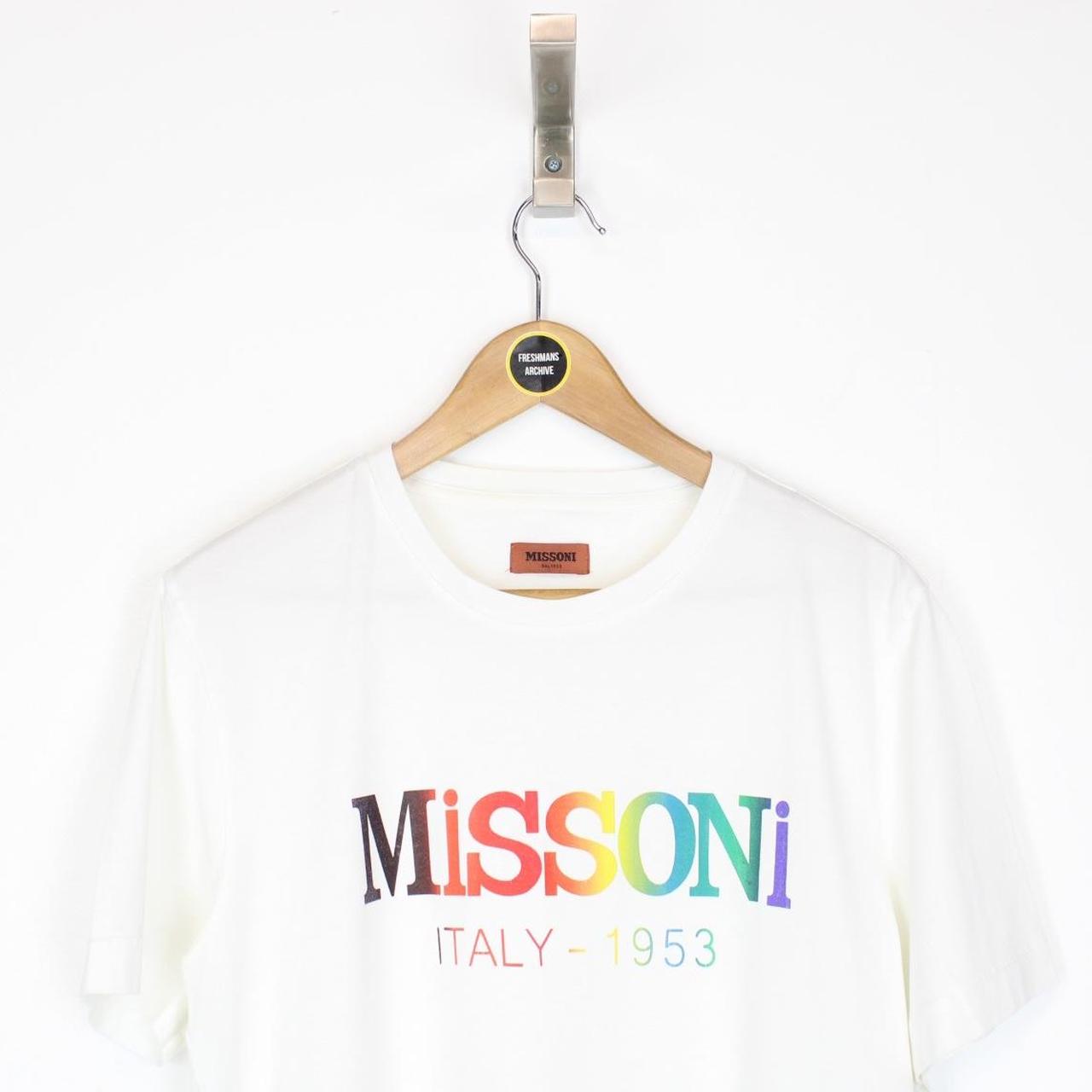 Missoni White and Multicoloured Logo Print Short Sleeve Cotton T-Shirt